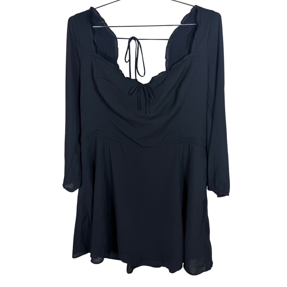 Abercrombie & Fitch Black Long Sleeve Mini Dress Smocked Back Pockets XL